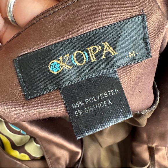 Vintage Kopa Women Y2K V-neck Tie-up Backless Brown Mini Dress Size Medium - Picture 11 of 13